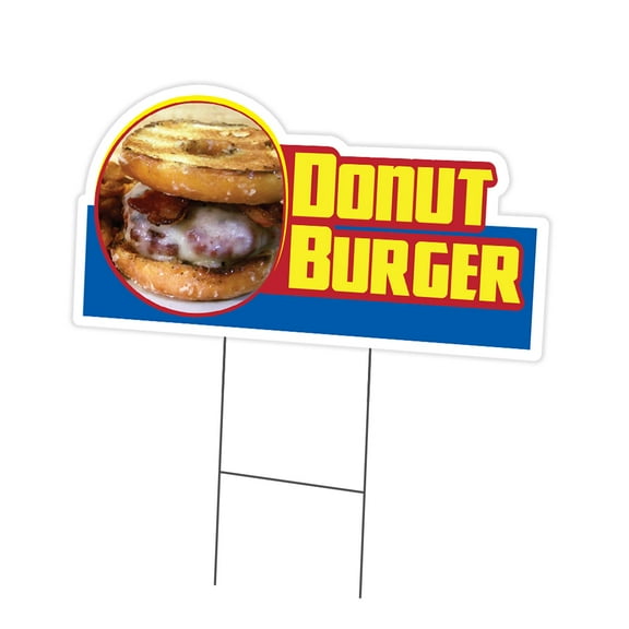 SignMission C-DC-1824-DS-Donut Burger19 18 x 24 in. Yard Sign & Stake - Donut Burger
