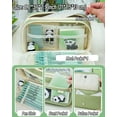 thumbnail image 5 of 10Pcs Cute Panda Case Large Capacity for Adults Aesthetic Case Pouch Cute With Zipper Preppy Pen Bag With Gel Ink Pens, Clips, Stickers, Pin (Green), 5 of 8