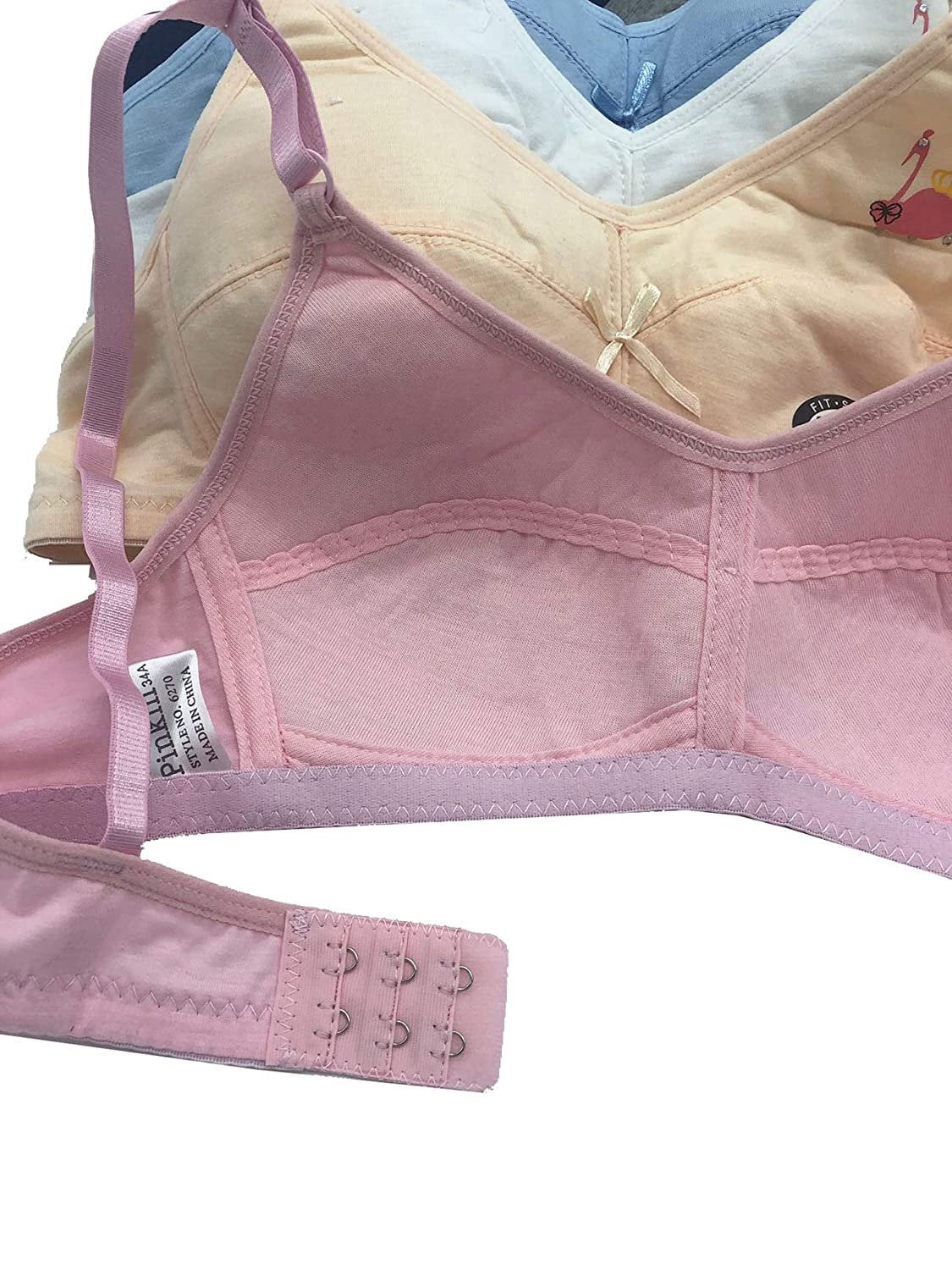 Iheyi 6 pieces Girl's Cotton Wire Free Junior Training Bra A Cup (36A)