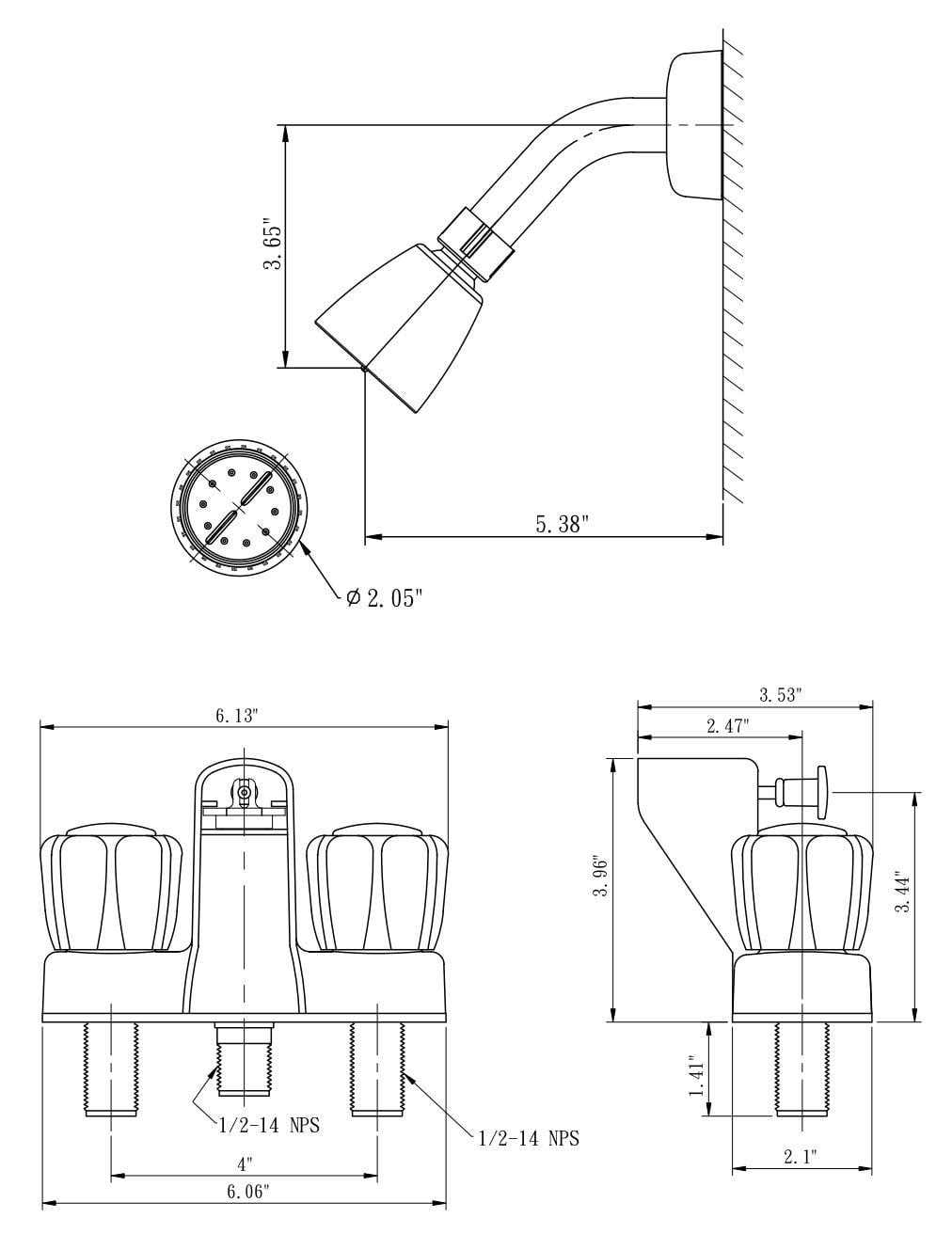 Dura Faucet DFSA910ACP Bath Tub & Shower