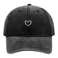 thumbnail image 2 of Women's Washed Soft Top Baseball Cap With Heart Embroidery Solid Color Casual Outdoor Sporty Adjustable Hat, 2 of 4