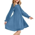 thumbnail image 3 of Uccdo 4-13T Girls Casual Chiffon Long Sleeve A-line Dress, Teens Girl Square Neck Tulle Ruffle Midi Dresses Princess Party Dress, 3 of 4
