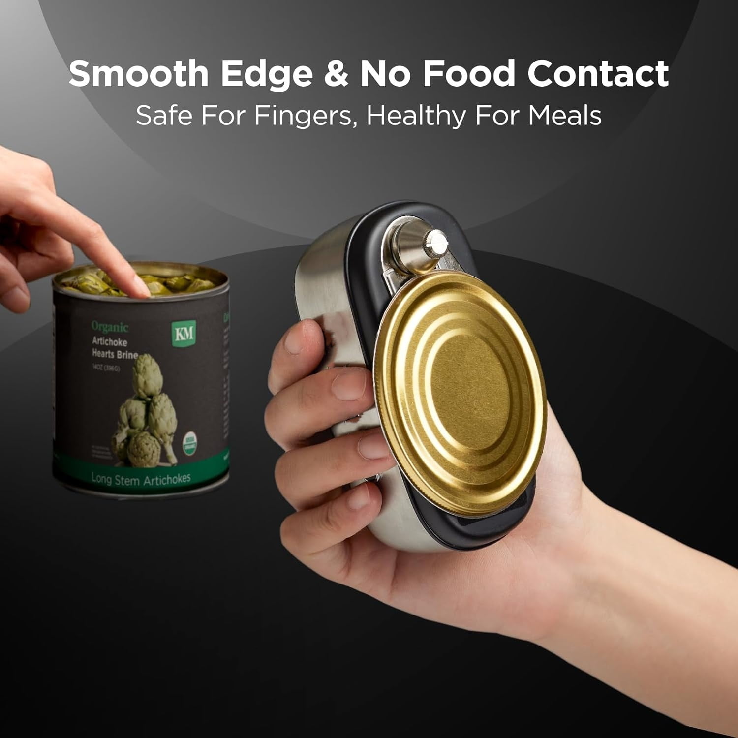 Orbit One Stainless Steel Rechargeable Electric Can Opener: Hands-free, USB-C Charging, Automatic Stop, Smooth Edge, Safety, Blade for Large Cans, Heavy Duty, Soda Can and Pop Can