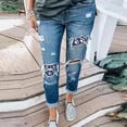thumbnail image 2 of DPTALR Women Jeans Cat Paw Print Ripped Jeans Plus Size Trousers, 2 of 6