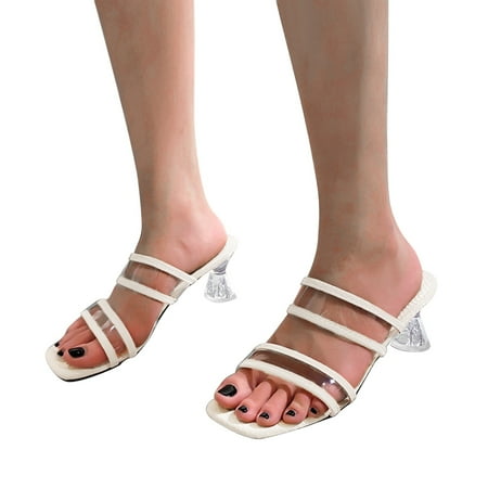 

Vedolay Sandals for Women Summer Women s Comfort Summer Platform Heels Cute Slip-on Flatform Sandals White 8