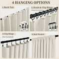 thumbnail image 3 of 100% Blackout Curtains 2 Panels Set, 52" Back Tab/Rod Pocket with Machine Washable Linen Textured Blackout Drape for Bedroom, Curtains,Cream, 3 of 6
