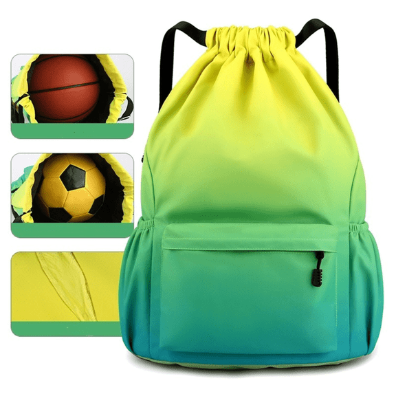 Drawstring Backpack for Men Women Waterproof Bag Outdoor Sports Gym Bag String Backpack Large Capacity - Green