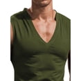 thumbnail image 3 of DYMADE Men Spliced V-Neck Summer Tank Home Classic Casual Style Slim T-Shirts Top, 3 of 4