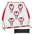 thumbnail image 1 of KFFKFF 7 x 7 ft Football Trainer Throwing Net, Training Throwing Target Practice Net with 5 Target Pockets, Knotless Net Includes Straps and Portable Carry Case, Red, 1 of 1