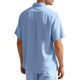 thumbnail image 4 of Blusa y camisa de manga corta con cuello vuelto para hombre, de verano, de color liso, de manga corta, con solapa y botones, estilo cárdigan, con bolsillo, blusa de moda, camisa de poliéster para homb, 4 of 9