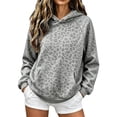 thumbnail image 3 of WEIWEN Cheetah Print Hoodie for Women Loose fit Long Sleeve Leopard Print Tops for Women Hooded Sweatshirt Womens Fall Outfits Fashion Clothing Grey, S, 3 of 5