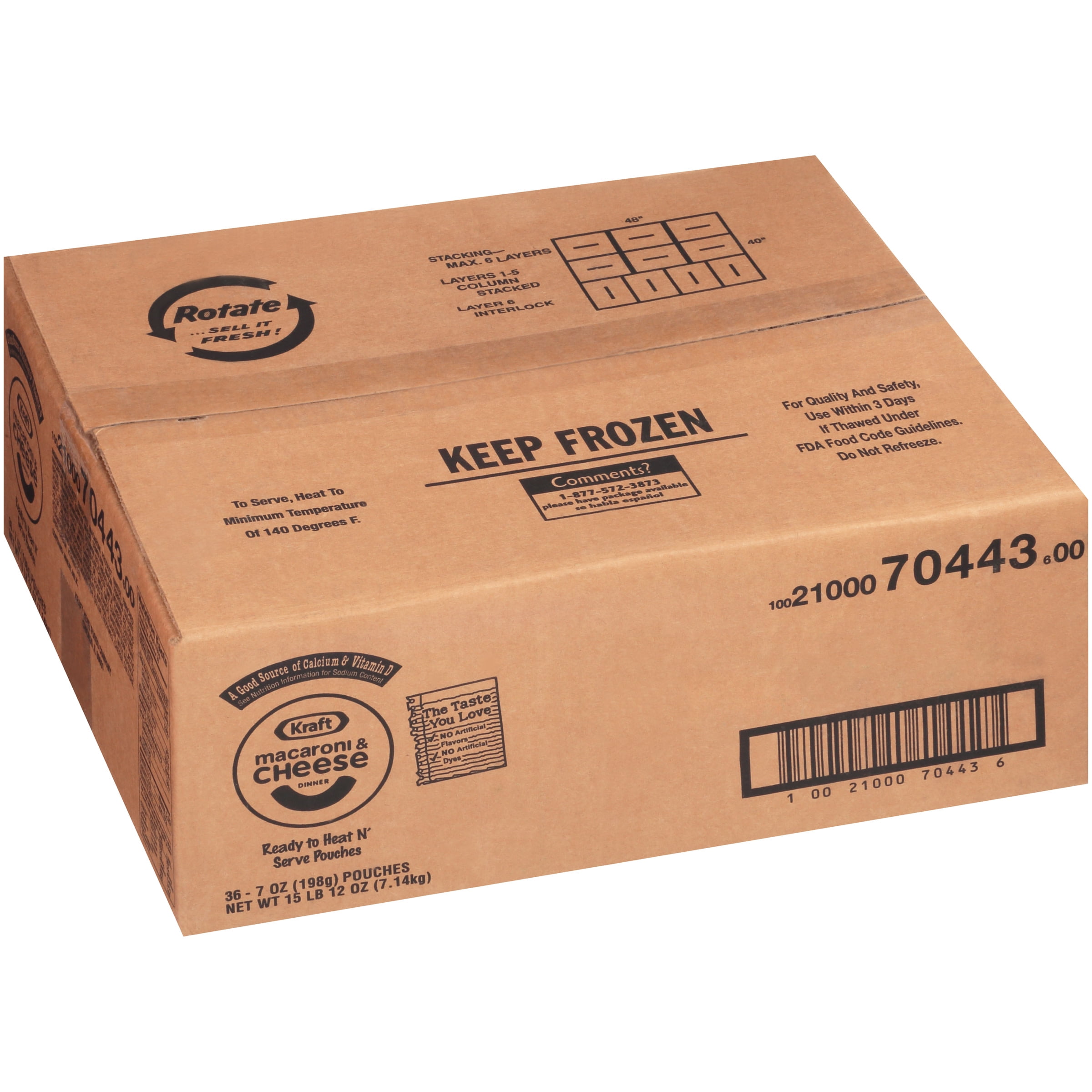 Kraft Single Serve Frozen Mac & Cheese, 7 oz. Pouches, 36 Per Case