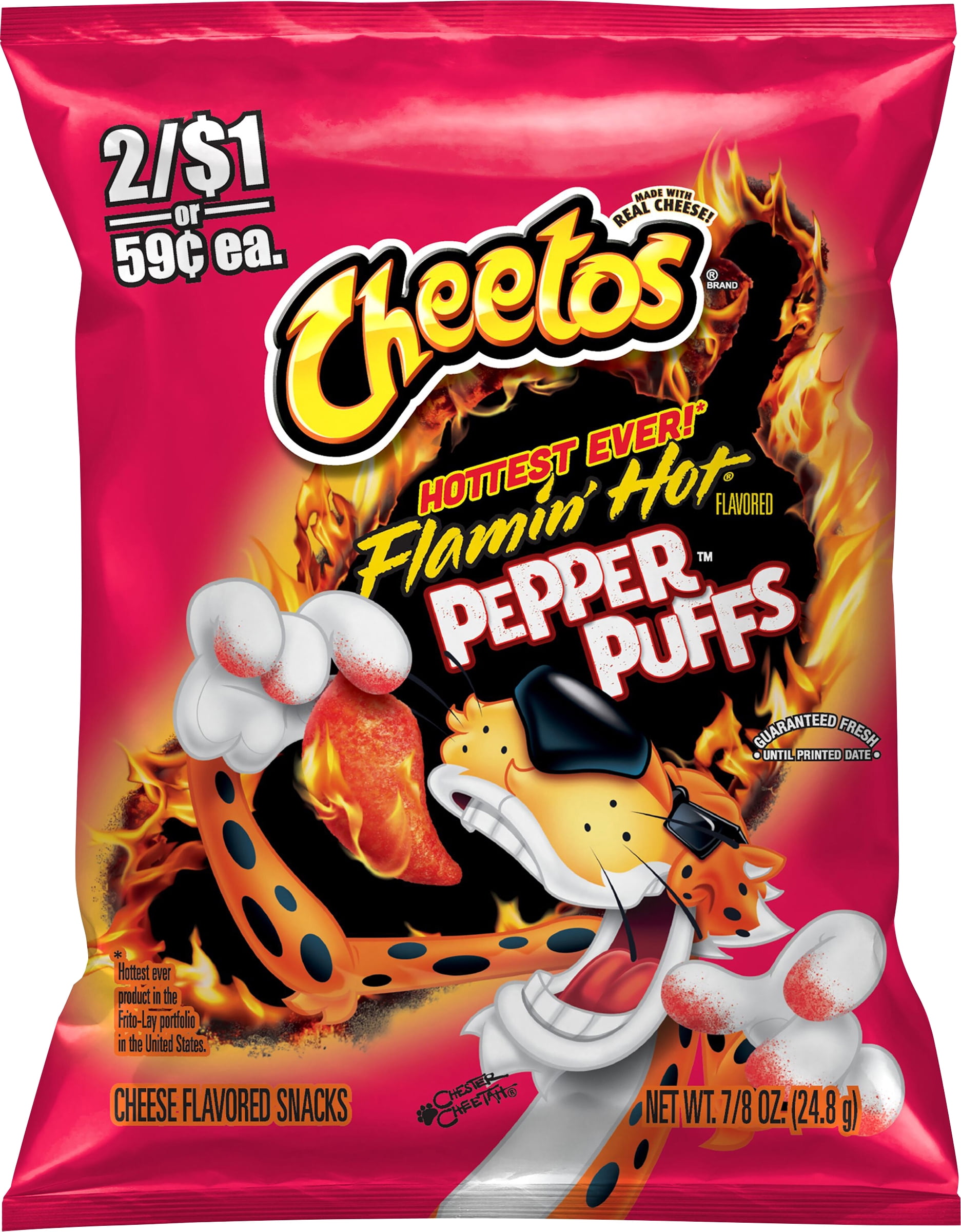 Cheetos Pepper Puffs Hottest Ever Cheese Flavored Snacks Flamin' Hot Flavored 7/8 Oz