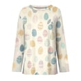 thumbnail image 4 of Lumtrix Easter Shirts For Women Holiday Shirtsbunny Graphic Long Sleeve Tops Casual Eggs Print Blouses Khaki 2XL, 4 of 7