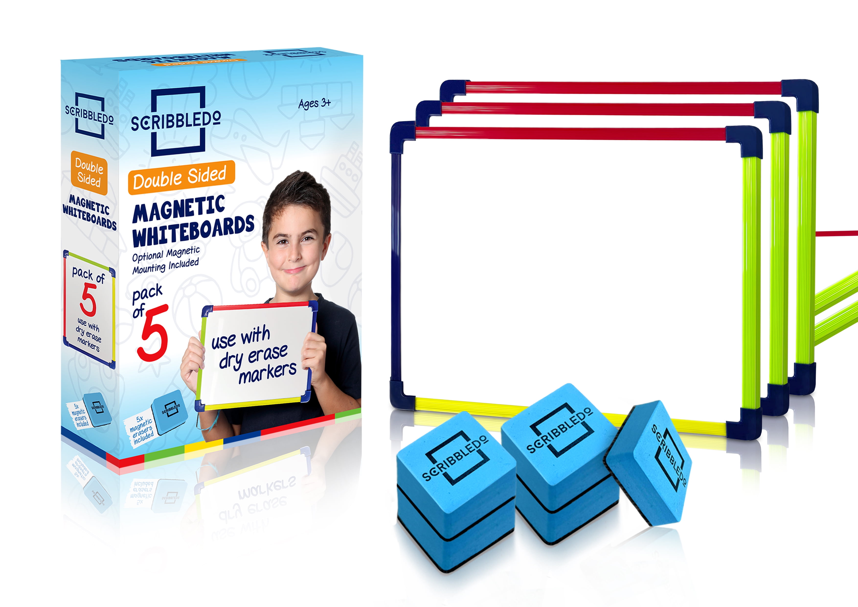 Colored Frame Magnetic Dry Erase White Boards Pack of 5 l 9' X 12' Whiteboard