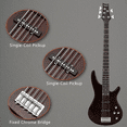 thumbnail image 6 of Hassch 5 String Electric Bass Guitar Full Size with Bag, Strap, Pick, Connector and Wrench Tool for Beginners, Earth Brown, 6 of 8