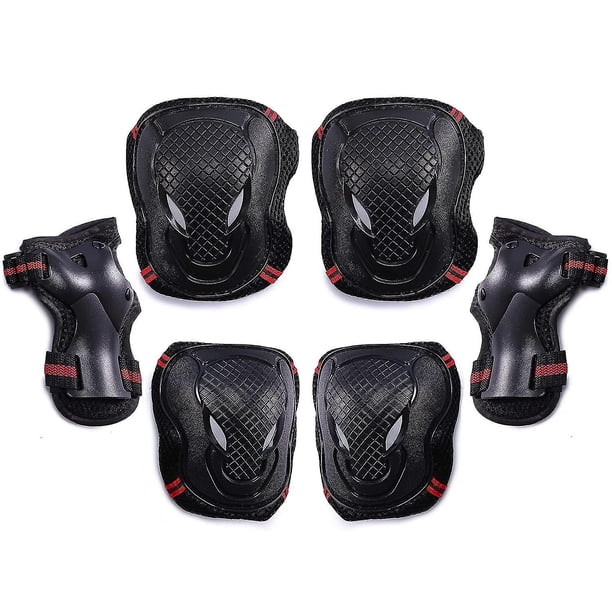 Conjunto de equipo de protección deportiva para niños y adultos, reflectante ajustable, patinaje sobre ruedas, rodilleras, coderas, protectores de soporte de seguridad, 6 uds.