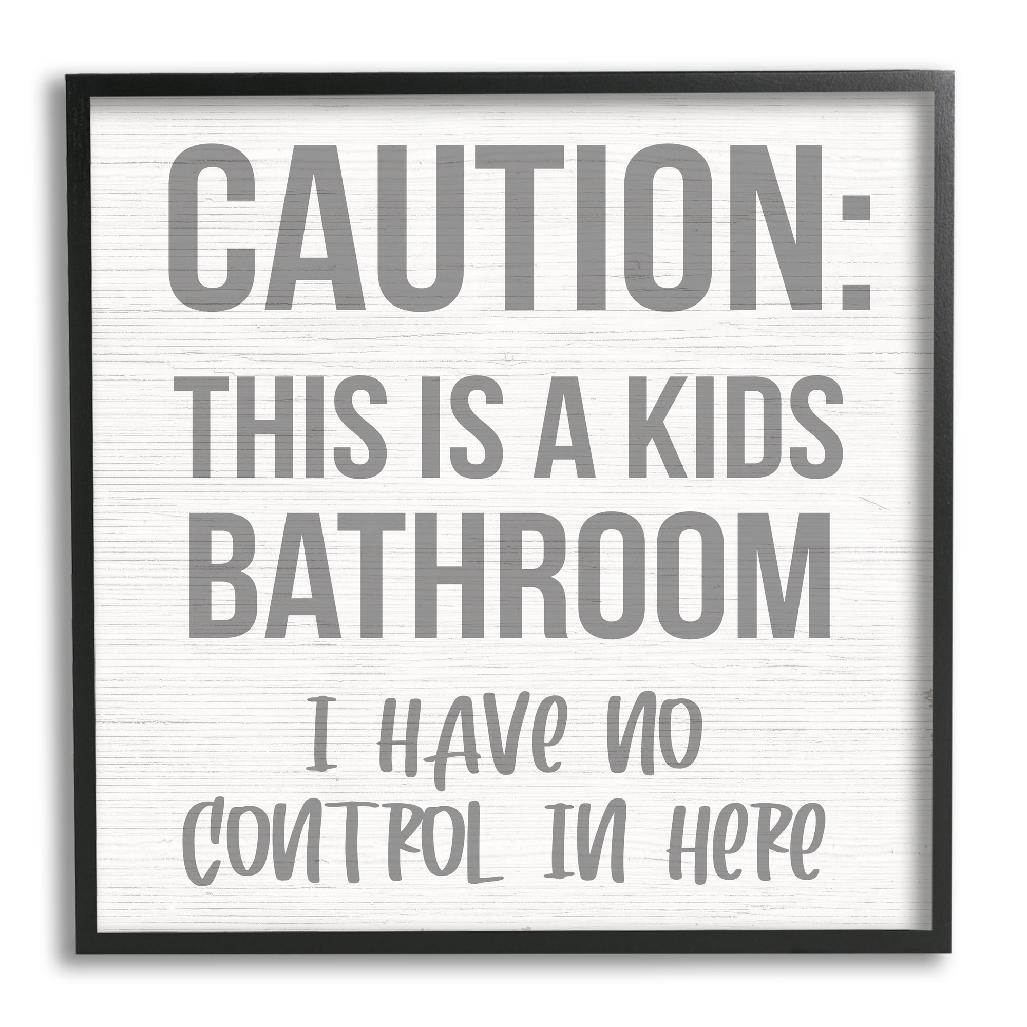 17 x 17 Design by Daphne Polselli Gray Framed Wall Art Stupell Industries Caution Kids Bathroom Phrase Family Home Sign Off-White 