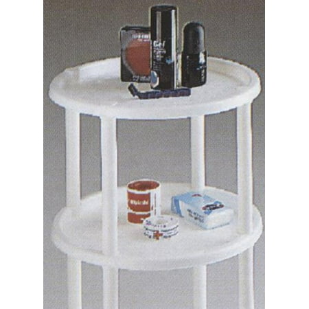 Two Tier Table, Round, End Table, Shelf, Stand, White, Tv Snack Table, Made in (Best Italian North End)
