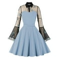 thumbnail image 1 of Bowake Robe Vintage des Années 1950 pour Femmes Broderie en Maille Manches Longues Robe Cocktail Évasée Ligne A Robes Midi de Thé, 1 of 5