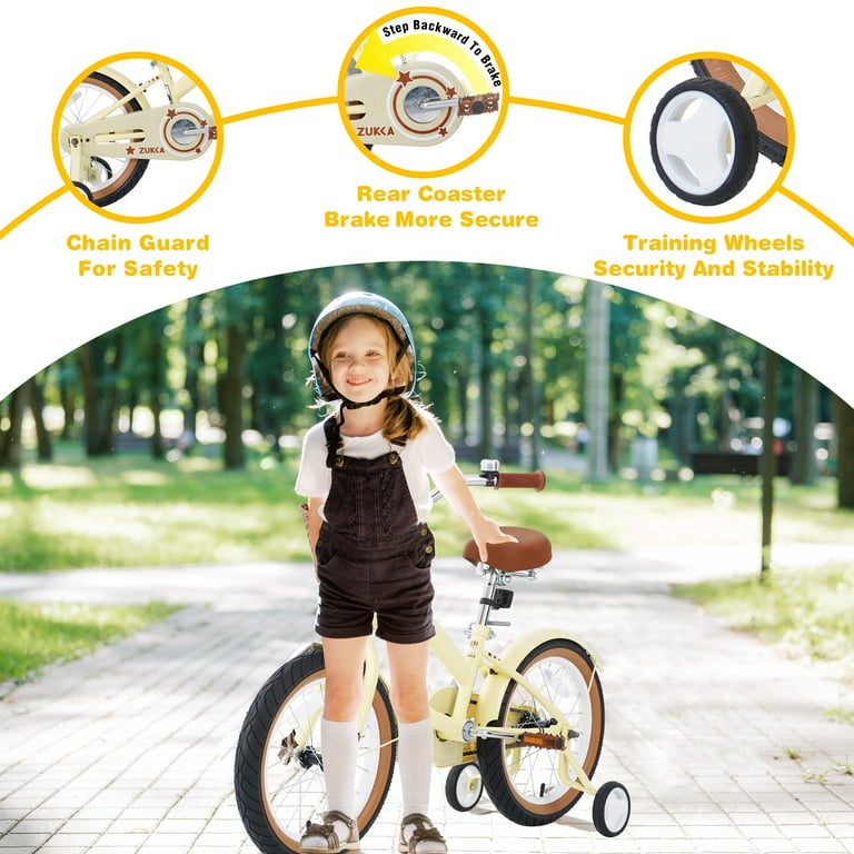 16 Beach Cruiser Bike for Girls with Training Wheels Multiple Colors Kids Bike Ages 4 7 Years Yellow