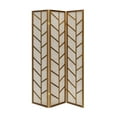 thumbnail image 6 of 3 Panels Room Divider Screen with Jute Insert Geometric Cutout Wood 71” High x 52” Wide, 6 of 6
