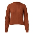 thumbnail image 3 of Vedolay Fall Tops for Women Crewneck Cropped Sweater Long Sleeve Ribbed Knit Pullover Tops,Orange S, 3 of 4