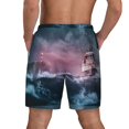 thumbnail image 4 of Balery Boat Lighthouse Storm Waves Mens Swim Trunks Swim Shorts for Men Quick Dry Inseam Beach Shorts with Compression Liner Pocket-3X-Large, 4 of 9