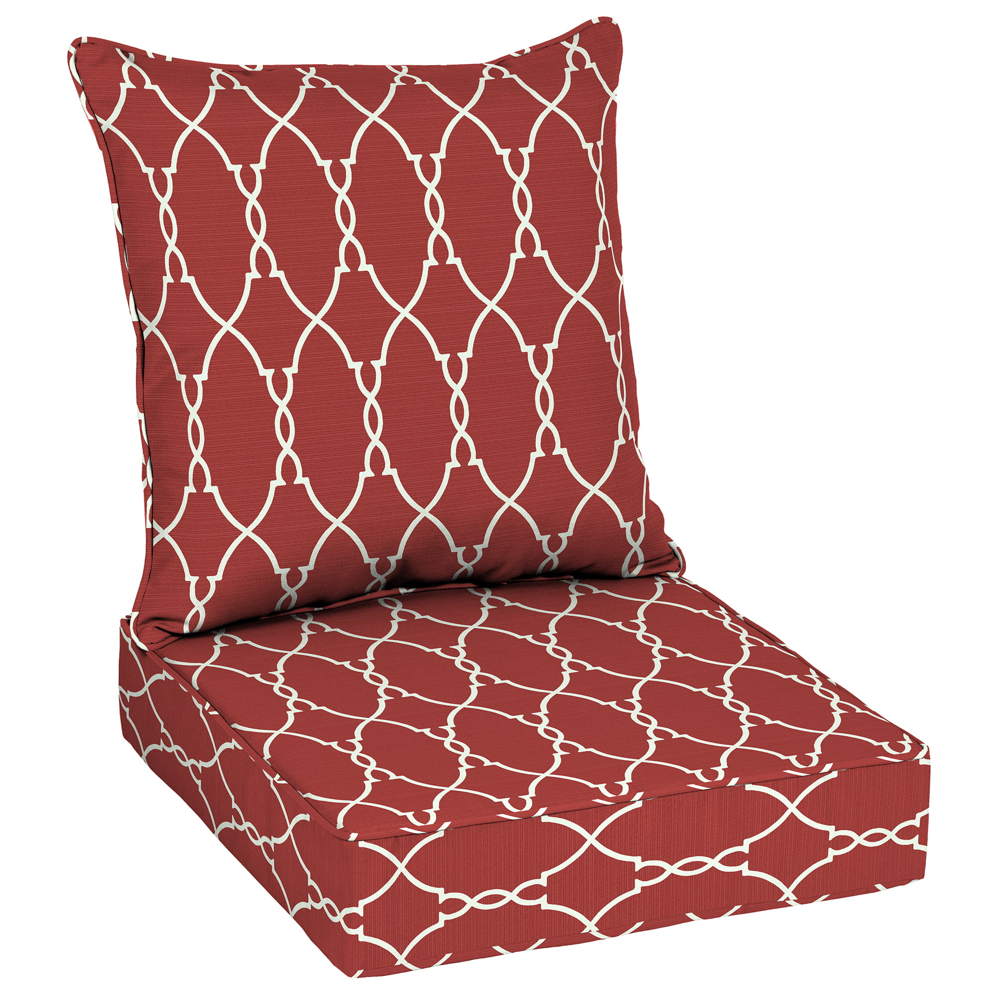 Better Homes & Gardens Red Trellis Outdoor Deep Seat Cushion Set with