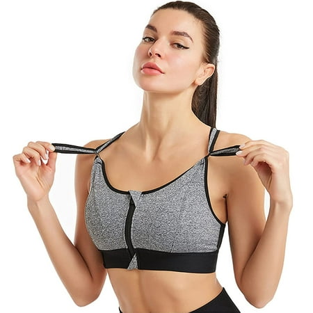 

Elbourn 1Pack Women Plus Sports Bra High Impact Racerback Sports Bras Wirefree Front Adjustable Workout Tops Bounce Control Gym Activewear Bra （Gary-M）