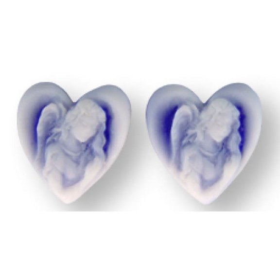 15mm Angel Cameo on Blue Heart- Pack of 2