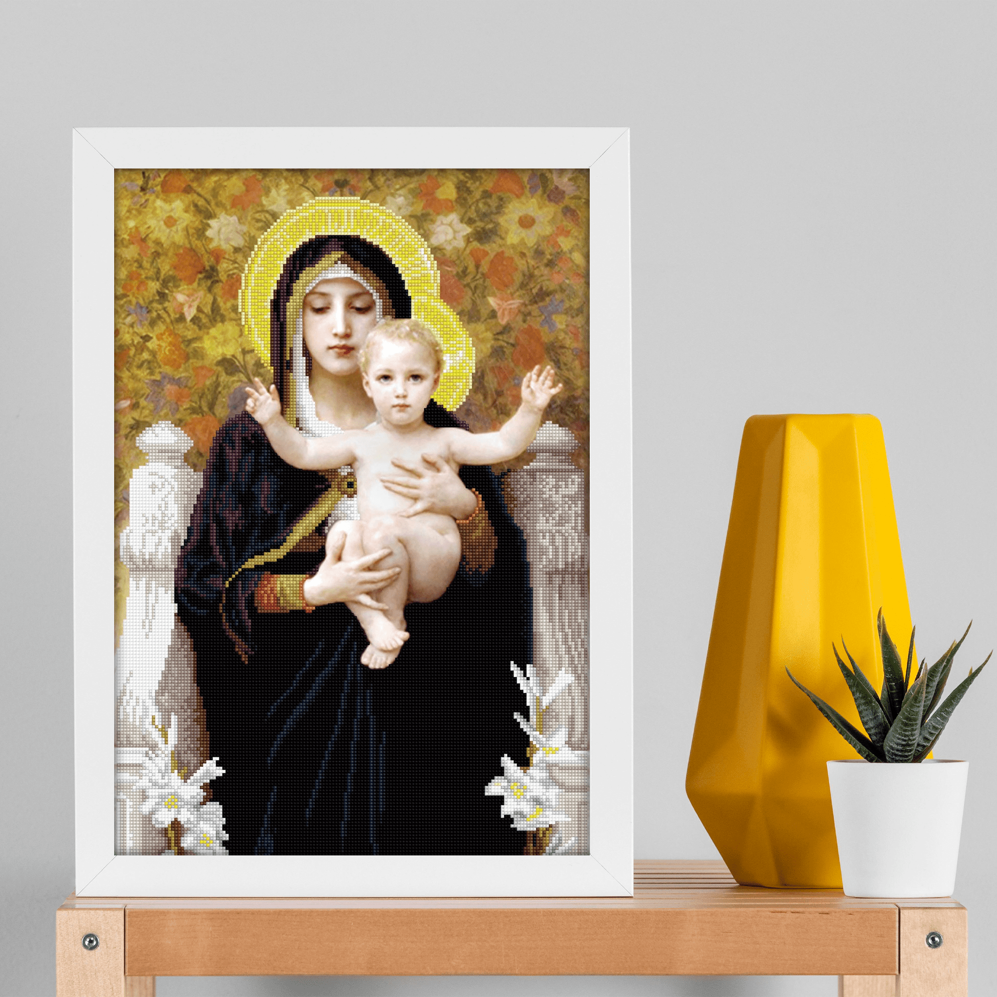 Diamond Dotz La Vierge au Lys (après William-Adolphe Bouguereay) Diamond Painting Kits for Adults - Diamond Art Kits a Relaxing Creative Craft Kit with Dotz Gems 24.41x16.54