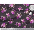 thumbnail image 2 of Soimoi Purple Poly Georgette Fabric Leaves & Floral Print Sewing Fabric BTY 52 Inch Wide, 2 of 3
