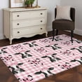 thumbnail image 3 of Farm Pink Plaid Cow Area Rugs 3x5 ft Country Watercolor Pink Bow Knot Cute Cow Washable Rug Non Slip Indoor Carpet Absorbent Floor Mat for Living Room Bedroom Dining Room, 3 of 9