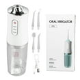 thumbnail image 1 of Irrigador bucal con hilo dental eléctrico, portátil, altamente eficaz, con 4 cabezales reemplazables, recargable por pulsos, para la salud bucal, color blanco, 1 of 10