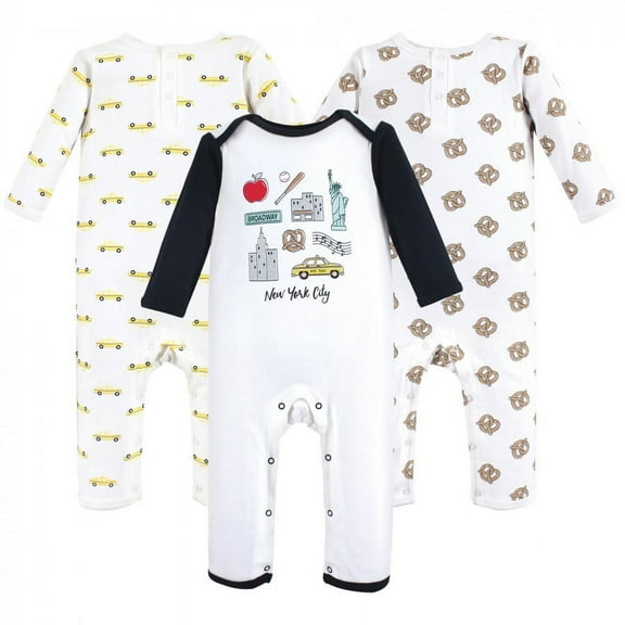 Hudson Baby Infant Boy Cotton Coveralls 3pk, Nyc, 18-24 Months
