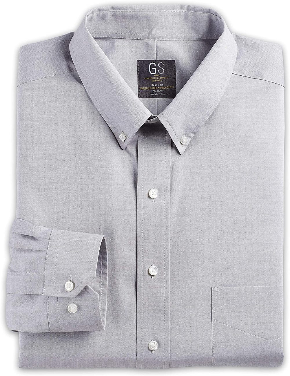 Dry Solid Pinpoint Dress Shirt, Grey 
