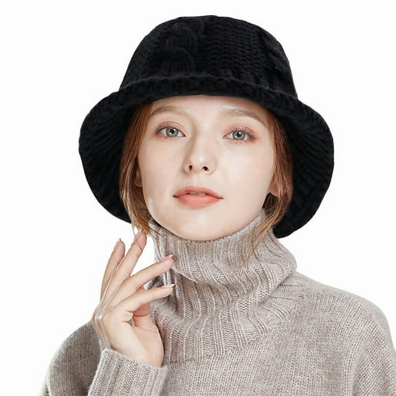 Wowstyle Women Winter Crochet Bucket Hat Handmade Cotton Knit Cloche Bowler Hats