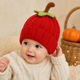thumbnail image 5 of Baby Halloween Pumpkin Beanie Warm Knit Hat Cuffed Soft Skull Cap for Fall Winter Festive Parties and Cold Weather Wear for Infants Toddlers and Kids Red One Size, 5 of 7
