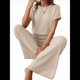 thumbnail image 3 of Traje Informal de Dos Piezas para Mujer, para Viajes y Vacaciones de Verano, con Corta y Pantalones Anchos. Albaricoque M, 3 of 7