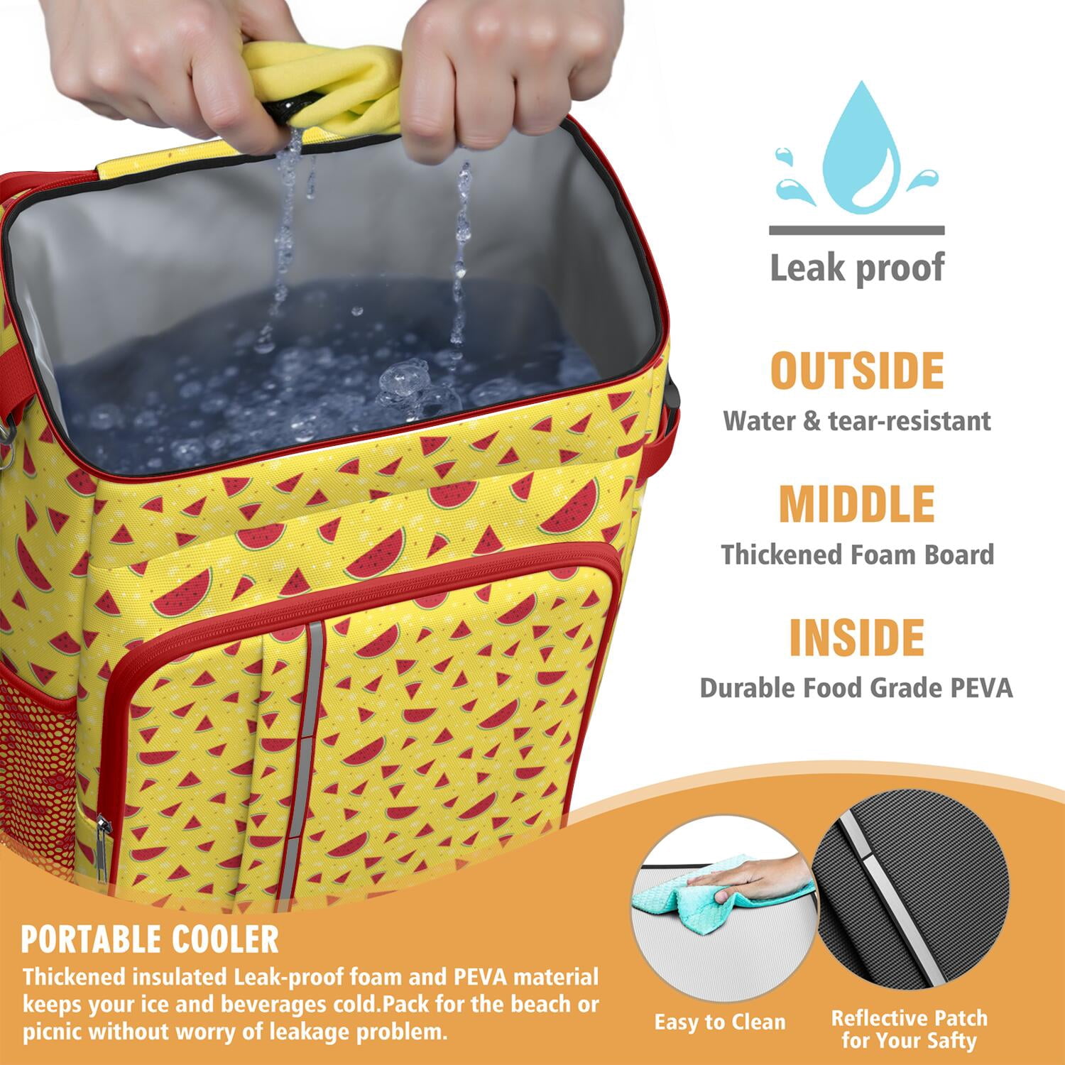 Watermelon Lovers Cooler Backpack - High-Capacity 20L Insulated Backpack for Outdoor & Travel - Keeps Contents Cold 20 Hours, Perfect for Sunshine & Refresh