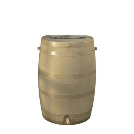 Solid Brass Barrel Twist - Flatback Rain Barrel 50USG - Oak with Brass Spigot