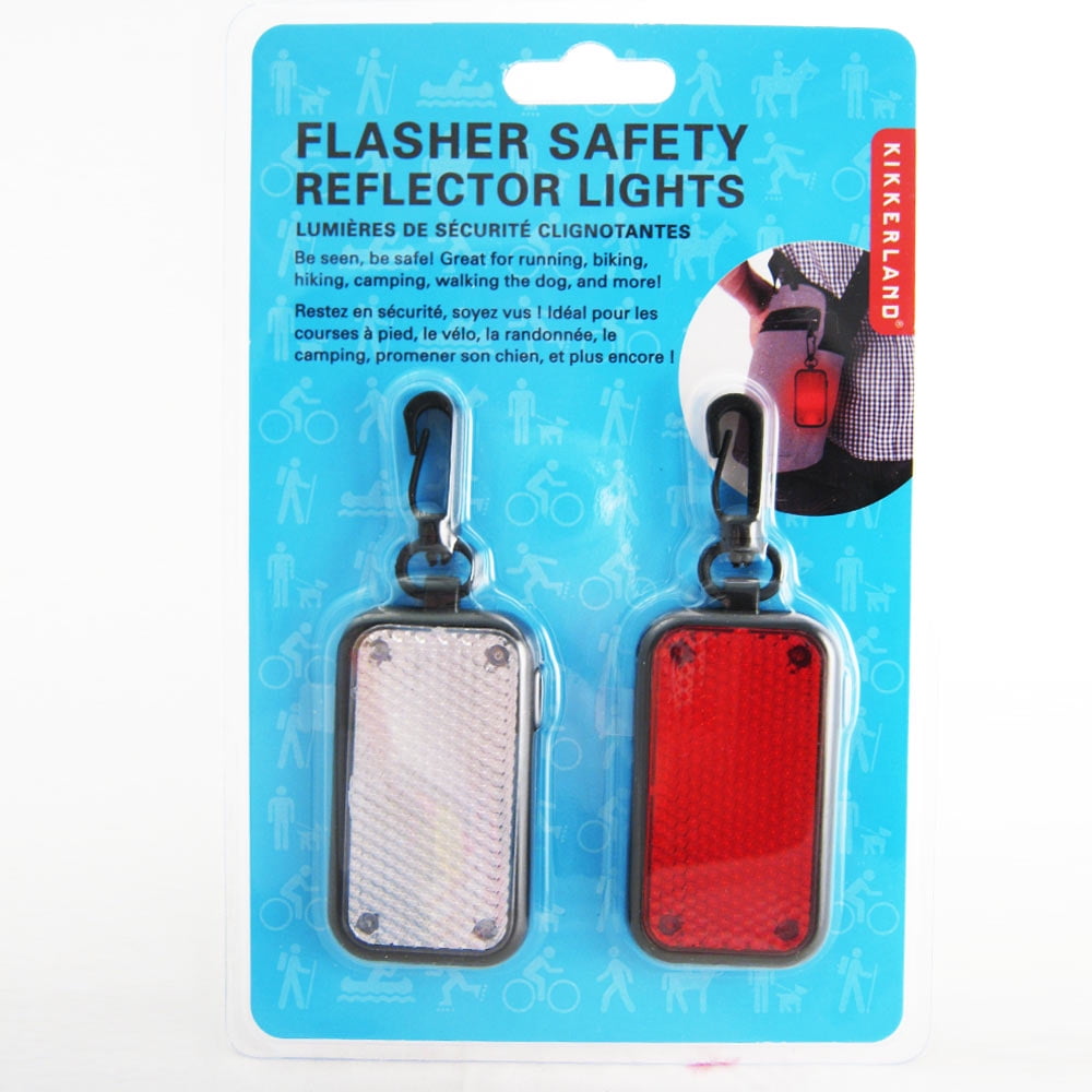 2 LED Flasher Safety Reflector Lights Bike Key Chain Hiking Jogging