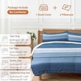 thumbnail image 6 of 3 Piece Blue Ombre Stripe Duvet Cover Set Full Size,Microfiber Comforter/Quilt Cover with Corner Ties and 2 Pillowcases,Farmhouse Striped Modern Abstract Art All Season Bedding with Zipper Closure, 6 of 8