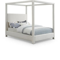 Meridian Furniture Emerson Cream Linen Textured Fabric King Bed