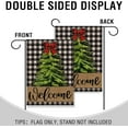 thumbnail image 4 of Welcome Christmas Pine Tree Home Decorative Garden Flag, Xmas Yard Lawn Buffalo Plaid Check Outside Decor, Winter Farmhouse Outdoor Small Burlap Decoration Double Sided 12.5 x 18, 4 of 6