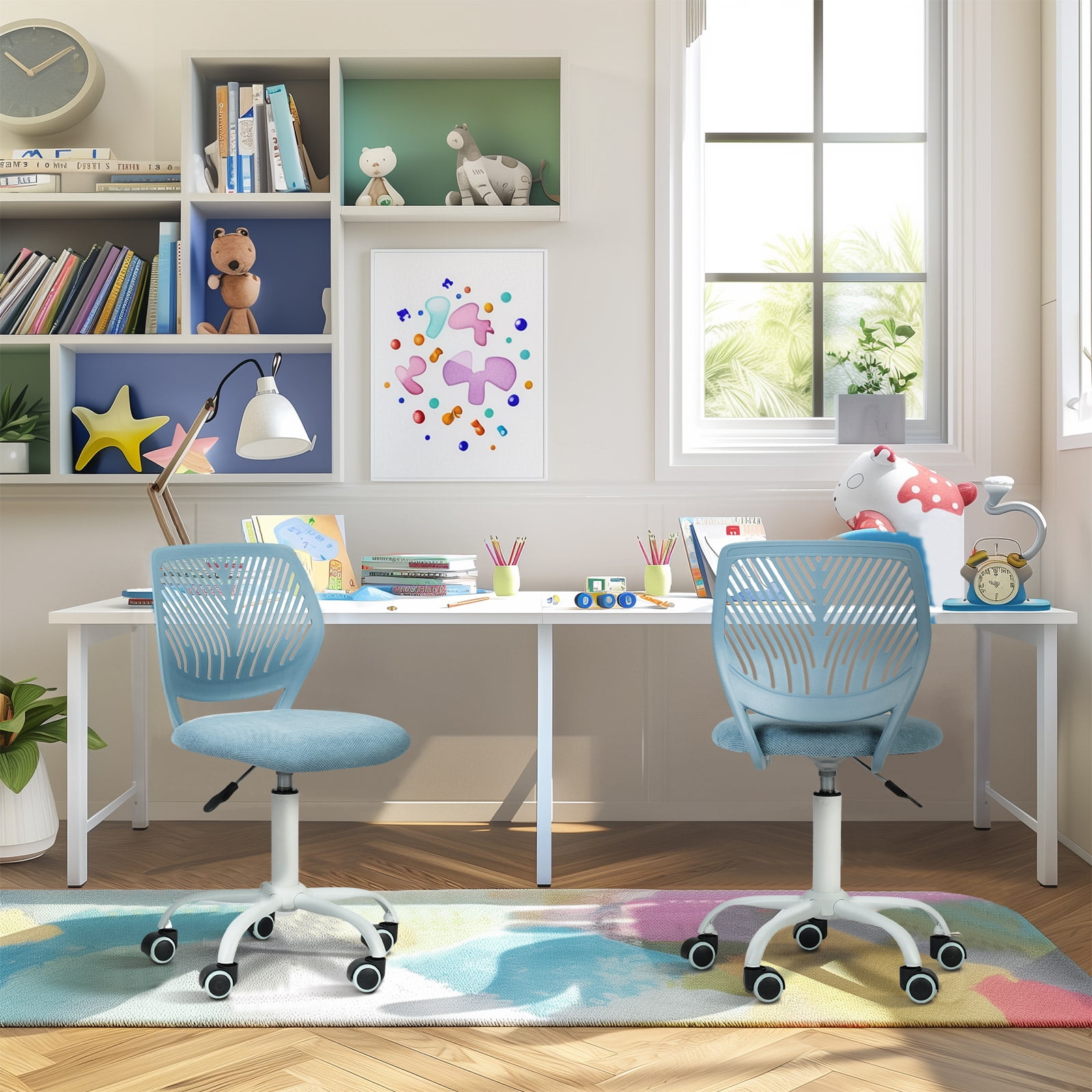 Homy Casa Kids Desk Chair, Height Adjustable Small Study Computer Task Chair for Student Children Blue