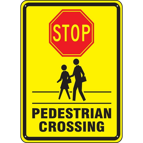 Bicycle Pedestrian Sign Stop Pedestrian Crossing Outdoor Metal Sign - 12 X 8 Metal Signs For Business, Workplace, Office, Home, Delivery Signs, Road Signs, Garden Signs