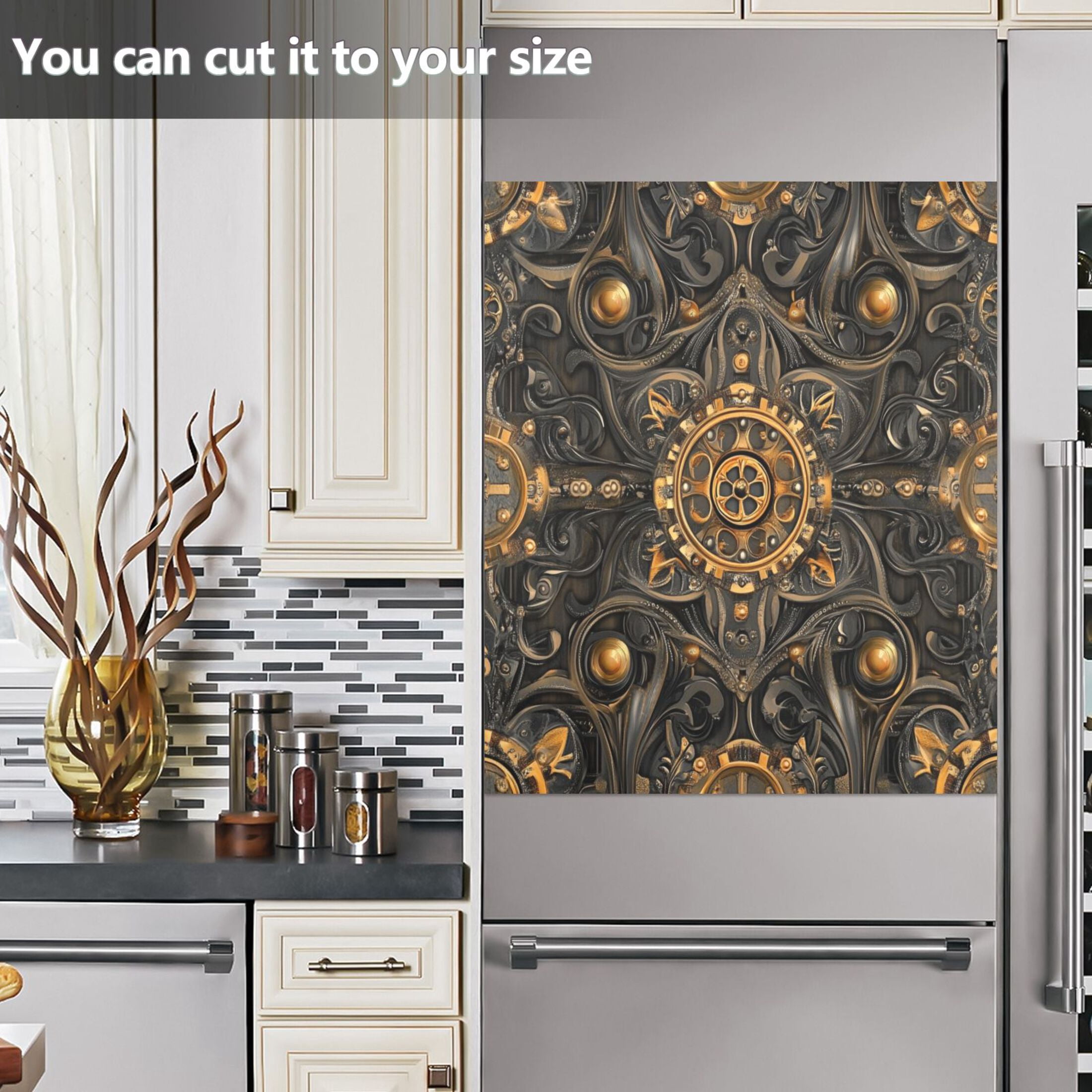 Dishwasher Magnetic Sticker 23x26 Inch Refrigerator Magnetic Sticker Washing Machine Magnetic Sticker Kitchen Panel Magnetic Sticker Home Decor Steampunk Style Gears