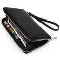 thumbnail image 6 of UTO Wallets for Women PU Leather Zip Around Clutch Purse Card Holder Large Capacity Ladies Phone Wristlet(Cross Black), 6 of 7